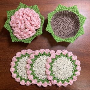 Pink Rose Coasters 🌸